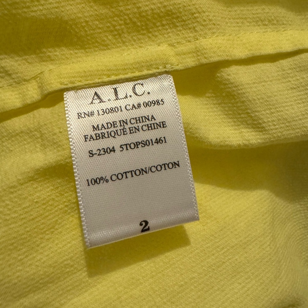 A.L.C. Carey Pleat Poplin Top in Canary Yellow size 2 - Picture 8 of 12